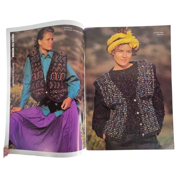 3 Modeles French Knitting Patterns Magazines Booklet Sweaters Women Men English - Picture 11 of 12